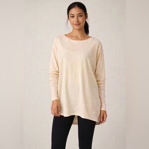 Lululemon Athletica Back in Action Cream Yellow Speckled Long Sleeve Top Size 10